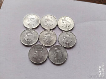 8x 5 haléřů Československo