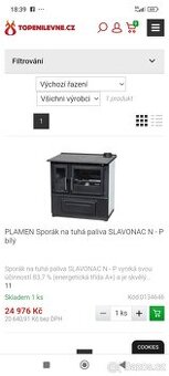 Sporák na tuhá paliva SLAVONAC N-L