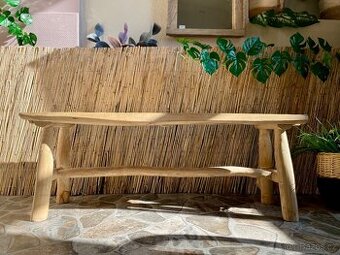 Lavice ze surového teakového dřeva, zahradní nábytek, exotic