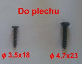 Šroubky do plechu na plochý šroubovák a M5x10 čočkovité