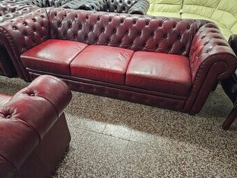 CHESTERFIELD ŠTÝL,KOŽENÁ SEDAČKA 3+2+1