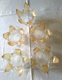 4+1 širmy „květy“ čiré a amber sklo, K. Šenov, 60./70. léta
