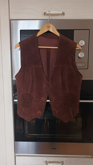 Dámská kožená vesta hnědé barvy Gala Prostějov, vel.50