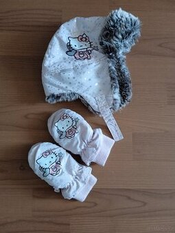 Zimní set ušanky a rukavic Hello Kitty 2-3 roky