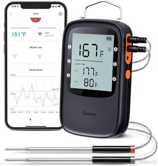 Govee Bluetooth teploměr na maso BBQ, aplikace, 3xsonda
