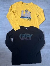 Dvě trička s dl.rukávem vel. 134-140