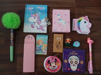 Dětská dívčí sada - deníčky, omalovánky pastelky