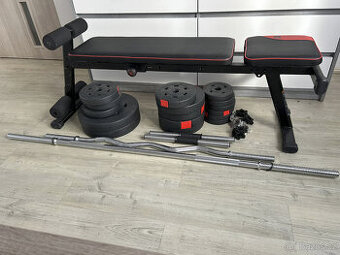 Domácí činková sada + posilovací lavice – kompletní set