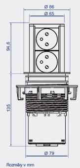 výsuvná ,2 x elektrická zásuvka , BACHMANN