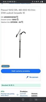 Pressol pákové čerpadlo