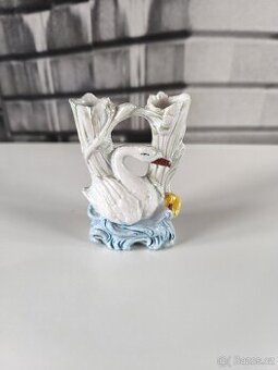 Starožitná biskvitová dvojitá vázička - labuť