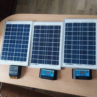 3x panel 10w a 3x regulátor 10A/12v