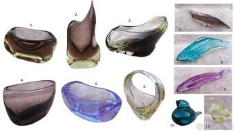 Různé předměty z hutního skla