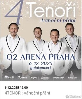 4TENOŘI: Vánoční přání, 6.12.25 VIP klubové patro, O2 Arena