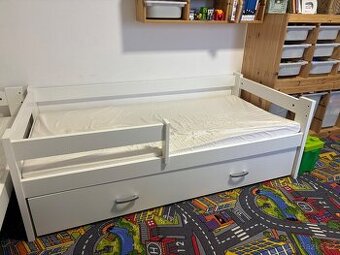 Dětská postel se zásuvkou, bílá , 160x80 cm - 1