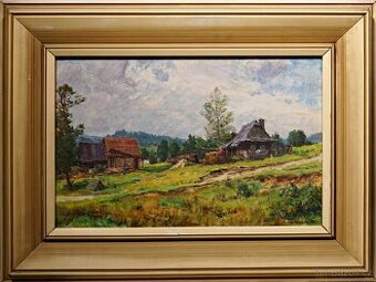 Augustin Mervart - Fiuráškovo na Pr. Bečvě - olej - obraz