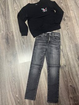 dívčí džíny a mikina Replay vel 122/128