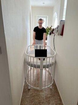 Dětská postýlka Royal Sleep bílá oválná 9v1