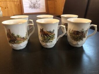 Karlovarský porcelán s mysliveckým motivem - hrnky