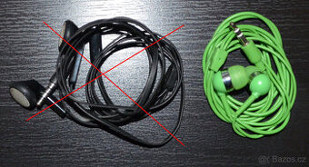 Sluchátka 1x špuntová, 1x pecková