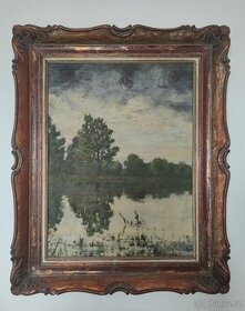 Pelech Tomáš česká krajinářská škola obraz olej na desce rám