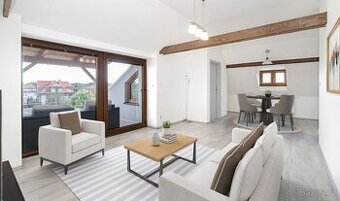 světlý atypický podkrovní byt 3+kk (76 m²) s terasou