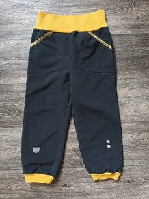Dětské ručně šité žluté softshelové kalhoty, 4-5 let