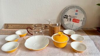 Porcelánová čajová souprava – žlutý Gaiwan