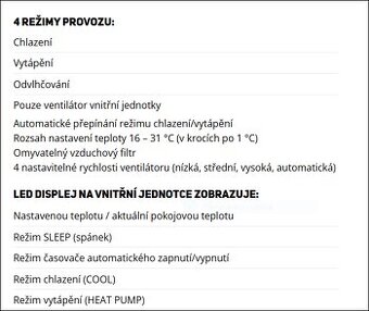 Prodám klimatizaci SENCOR - 1