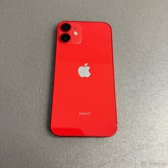 iPhone 12 mini 128GB červený, pěkný stav, 12 měsíců záruka