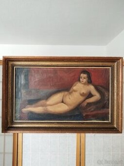 obraz LEŽÍCÍ DÍVKA, akt, olej, sign. Bedřich Knopp 1948