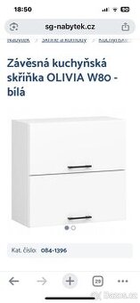 Závěsná bílá kuchyňská skříňka OLIVIA