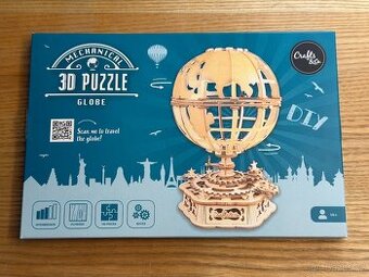 3D dřevěné pohyblivé puzzle Globus od Crafts&Co - 165 dílků