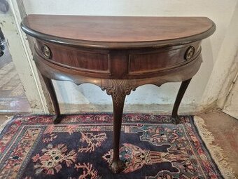 Starožitný anglický konzolový stolek - ořech / mahagon