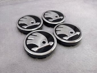 Středové krytky Škoda 56x52mm chromové logo