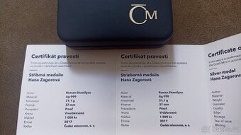 Stříbrná medaile Hana Zagorová 31,1g