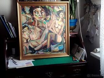 Herbst Jaroslav Ženy-moderna, olej/plátno, rám.