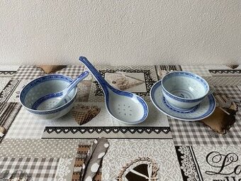 Nová retro čínská souprava - motiv rýžové zrno - průhledné