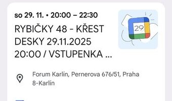 Rybičky 48 křest desky 29.11.2025 Fórum Karlín 2 vstupenky