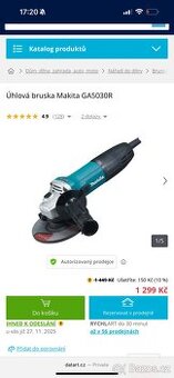 Prodám úhlovou brusku značky Makita GA5030R 125mm