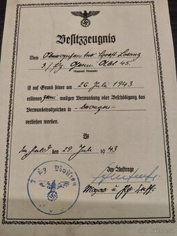 Dekret o udělení Odznaku za zranění v černé barvě, Wehrmacht