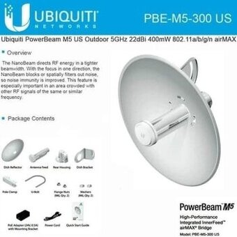 UBIQUITI PowerBeam / NanoBeam M5 300 5 GHz SADA 2ks