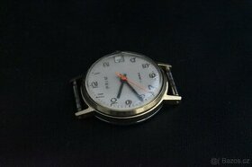 Zlacené dámské hodinky PRIM 17 jewels s datumovkou, řemínkem