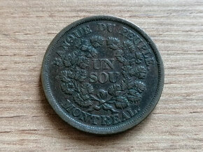 Bas Canada 1 Sou 1838 koloniální mince Dolní Kanada token