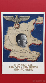 Pohlednice ANŠLUS Rakouska TŘETÍ ŘÍŠE HITLER SVASTIKA - 1