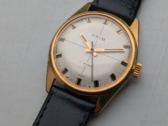 HODINKY PRIM 17 JEWELS - ZLACENÉ.- TOP STAV