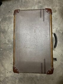 Retro kufr šedivý+ dřevo