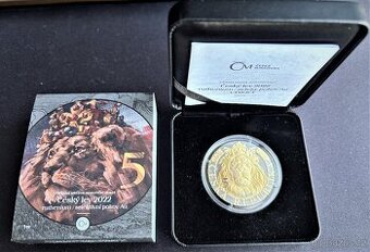 Stříbrná investiční 1oz mince Český Lev 2022 Ruth + Au pokov