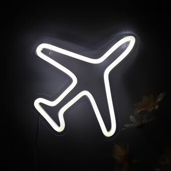 LED neonová dekorace – letadlo / avion, svítící nástěnná dek