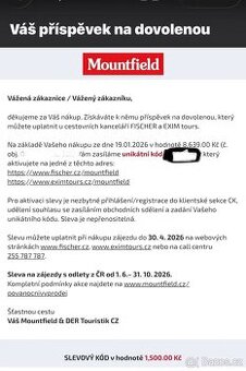 1500 kupon na www.fischer.cz a www.eximtours.cz